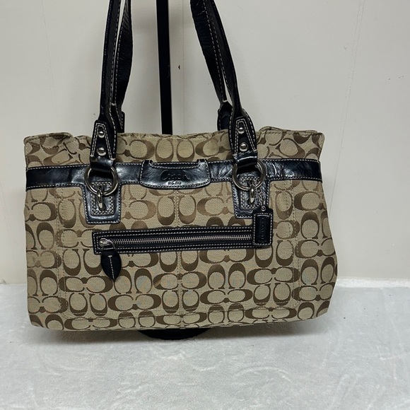 Coach Penelope Tan and Brown Signature Shoulder Bag - Picture 1 of 16